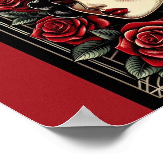  schoonheid: Art Deco Roos Queen Poster (Hoek)