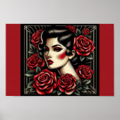  schoonheid: Art Deco Roos Queen Poster (Voorkant)