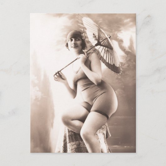 Schoonheid baden! Curvy Flapper meisje Risque uit  Briefkaart (Voorkant)