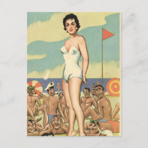 Schoonheid baden!  stripkunst briefkaart