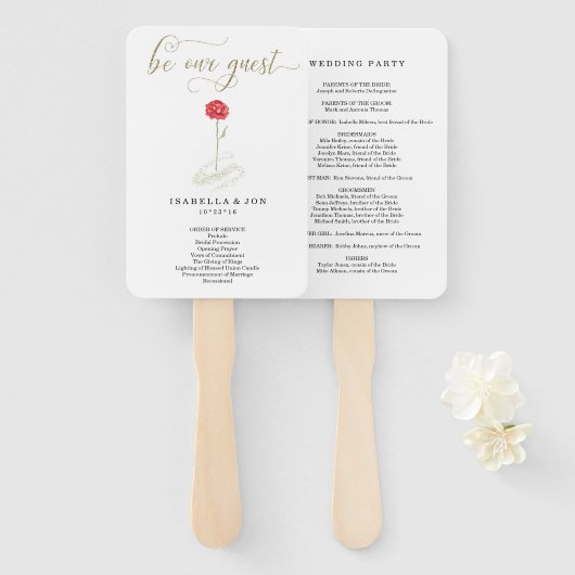 Schoonheid & Beest Huwelijksceremonie Programma Fa Handwaaier (Voorkant en achterkant)