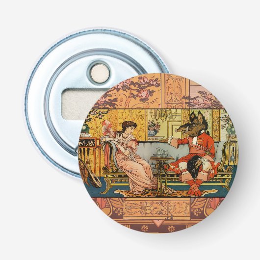 Schoonheid Beest Klassieke Sprookjesfiguren Button Flesopener (Voorkant)