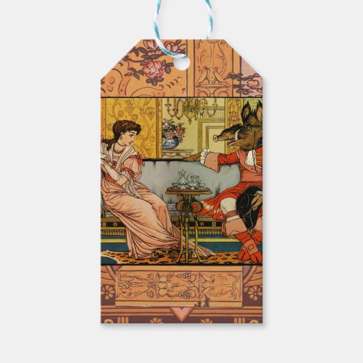 Schoonheid Beest Klassieke Sprookjesfiguren Cadeaulabel (Voorkant)