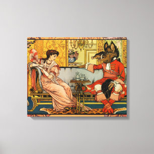Schoonheid Beest Klassieke Sprookjesfiguren Canvas Afdruk