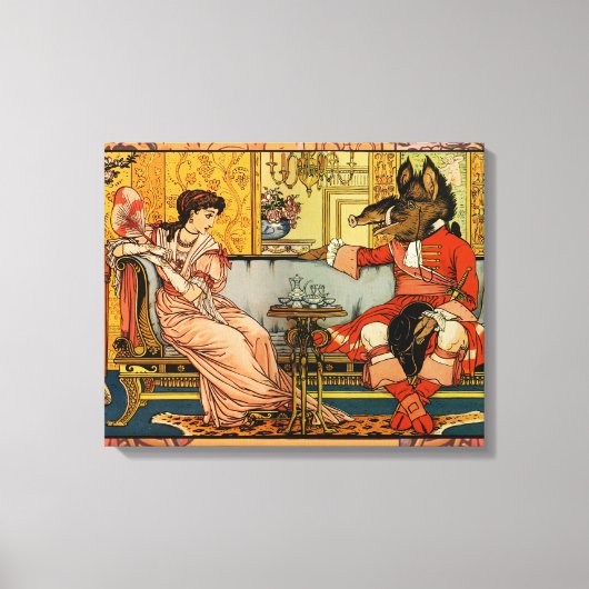 Schoonheid Beest Klassieke Sprookjesfiguren Canvas Afdruk (Voorkant)