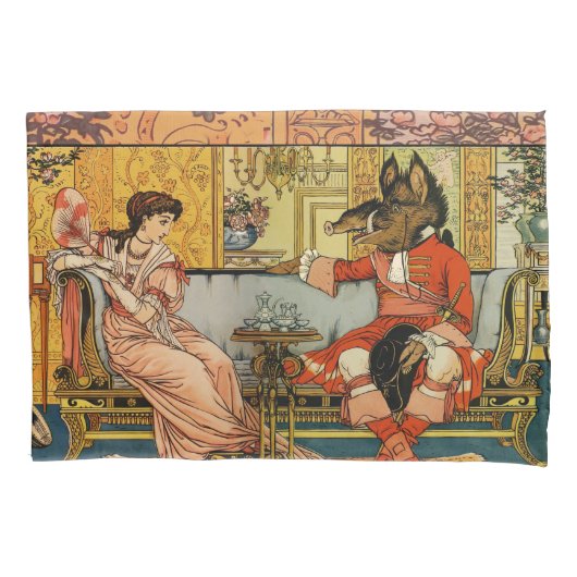 Schoonheid Beest Klassieke Sprookjesfiguren Kussensloop (Voorkant)