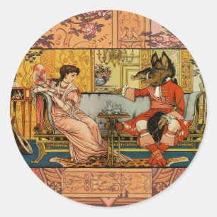 Schoonheid Beest Klassieke Sprookjesfiguren Ronde Sticker
