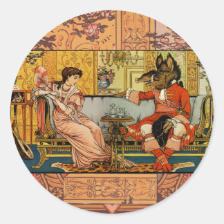 Schoonheid Beest Klassieke Sprookjesfiguren Ronde Sticker