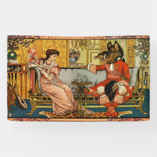 Schoonheid Beest Klassieke Sprookjesfiguren Spandoek (Horizontaal)