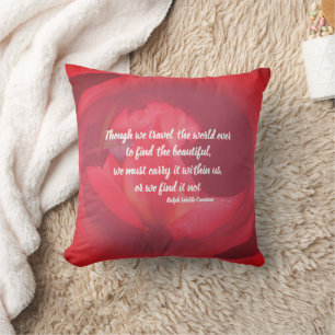 Schoonheid Binnenin Roze Roos Inspirerende Quote  Kussen
