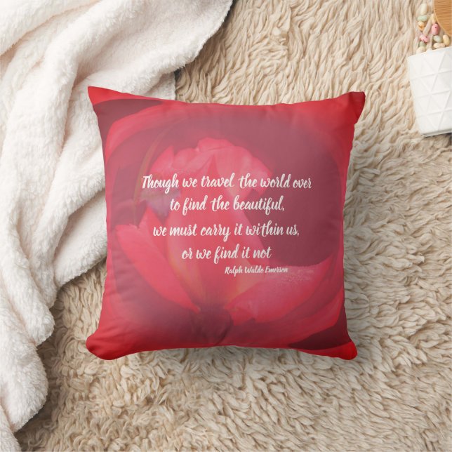 Schoonheid Binnenin Roze Roos Inspirerende Quote  Kussen (Deken)