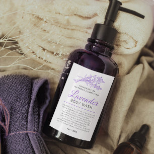 Schoonheid body wash label lavendel logo of op maa wijn etiket