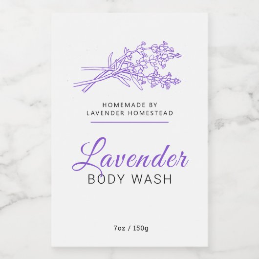 Schoonheid body wash label lavendel logo of op maa wijn etiket (Enkel label)