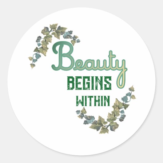 Schoonheid Botanische Typografie Ronde Sticker (Voorkant)