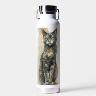 Schoonheid calico poes waterverfschilderij waterfles