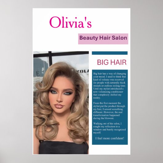 Schoonheid Capsalon Poster Grote Haar Marketing  (Voorkant)