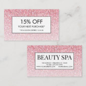 Schoonheid Capsalon Spa Roze Glitters Korting Coup Visitekaartje (Voorkant / Achterkant)