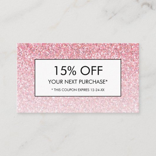 Schoonheid Capsalon Spa Roze Glitters Korting Coup Visitekaartje (Voorkant)