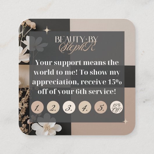 Schoonheid door Steph R Custom Bestelde Loyalty Ka Vierkante Visitekaartje (Achterkant)