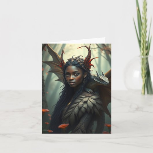 Schoonheid Draak Fee Portretkaart Feestdagen Kaart (Voorkant)