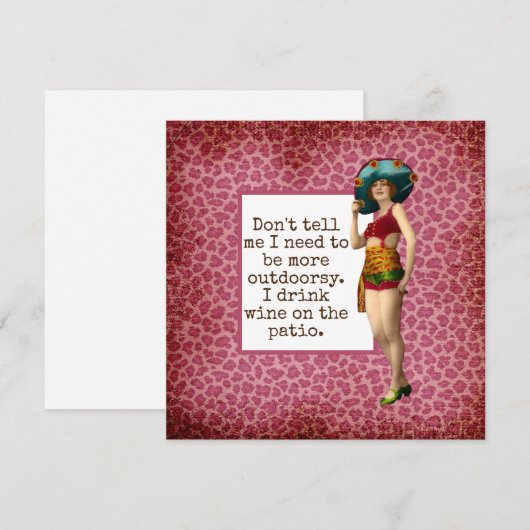 schoonheid Drink wijn Funny Quote Kaart (Voorkant / Achterkant)