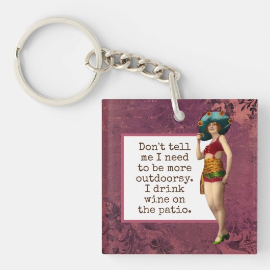  schoonheid Drink wijn Funny Sleutelhanger (voorkant)