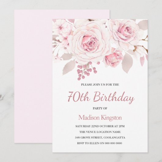 Schoonheid Elegant Rozen Vrouwen 70e verjaardag Kaart (Voorkant / Achterkant)