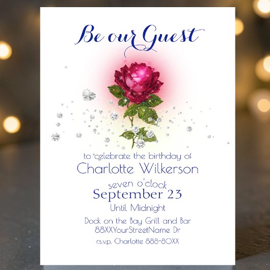 Schoonheid en Beast met Magic Red Rose Invitatio Kaart