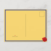 Schoonheid en Beast Red Roses op Blauw en Geel Aankondigingskaart (Achterkant)
