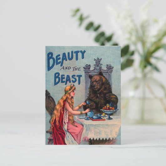  schoonheid en beest briefkaart (Staand voorkant)