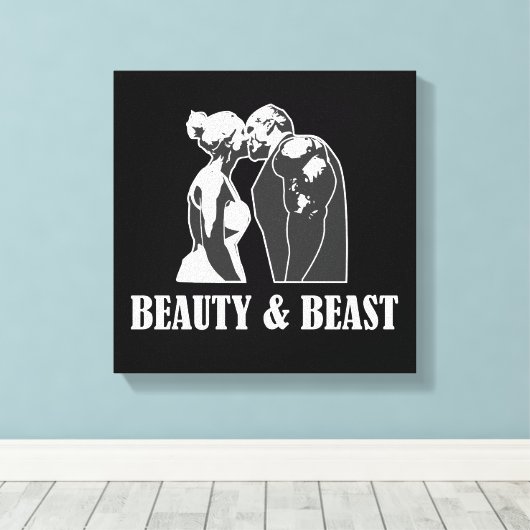 Schoonheid en beest canvas afdruk (Insitu (Houten vloer))