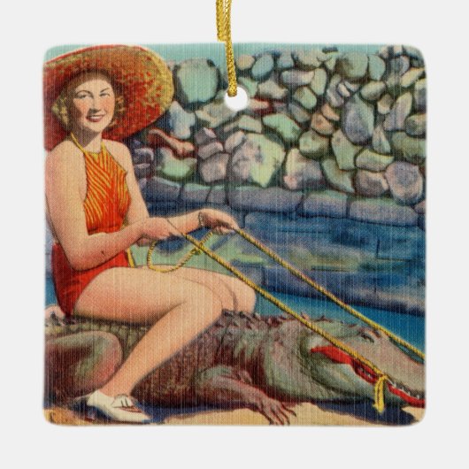 Schoonheid en de Alligator Beast Keramisch Ornament (Voorkant)