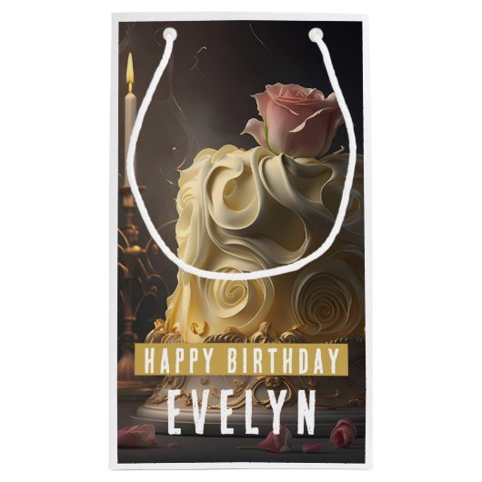 Schoonheid en de Beest Cake - Verjaardag Klein Cadeauzakje (Achterkant)