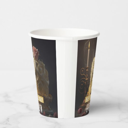 Schoonheid en de Beest Cake - Verjaardag Papieren Bekers (Rechts)