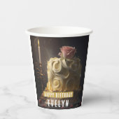 Schoonheid en de Beest Cake - Verjaardag Papieren Bekers (Voorkant)