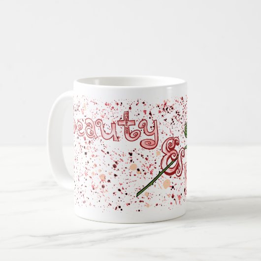 Schoonheid en hersenen koffiemok (Voorkant links)