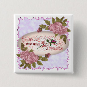 Schoonheid en hersenen vierkante button 5,1 cm