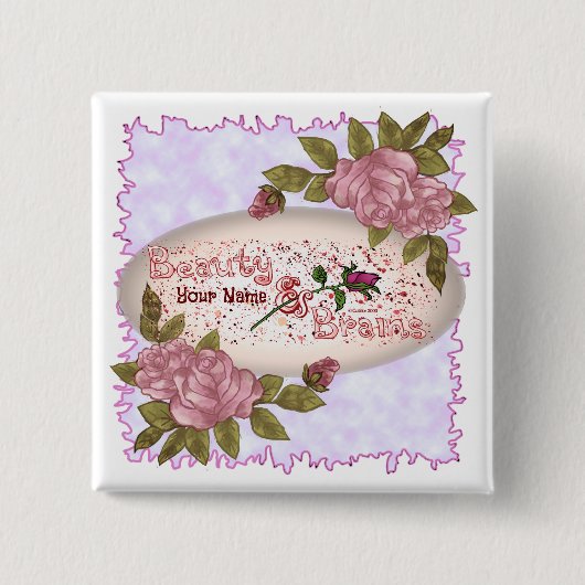 Schoonheid en hersenen vierkante button 5,1 cm (Voorkant)