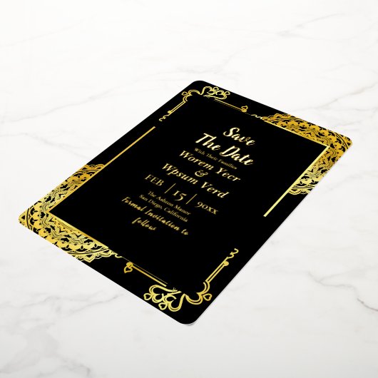 Schoonheid en het Beest Bruiloft Save The Date Folie Uitnodiging (Gedraaid)