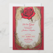 Schoonheid en het Beest Gold en Red Rose Sweet 16 Kaart (Voorkant)