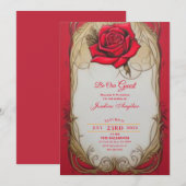 Schoonheid en het Beest Gold en Red Rose Sweet 16 Kaart (Voorkant / Achterkant)