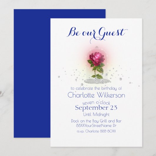 Schoonheid en het Beest met Magic Red Rose Kaart (Voorkant / Achterkant)