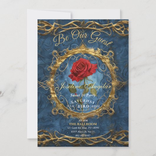 Schoonheid en het Beest Roos Aanpasbare foto zoete Kaart (Voorkant)