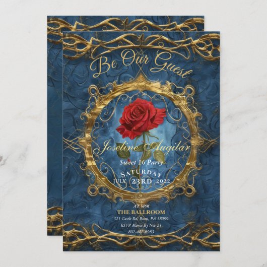 Schoonheid en het Beest Roos Aanpasbare foto zoete Kaart (Voorkant / Achterkant)