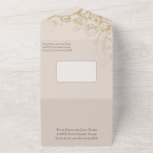 Schoonheid en het Beest Sprookje Thema All In One Uitnodiging (Buitenkant)