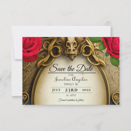 Schoonheid en het Beest Sweet 16 Bewaar de datum Save The Date (Voorkant)