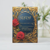 Schoonheid en het Beest Sweet 16 RSVP-kaart RSVP Kaartje (Staand voorkant)