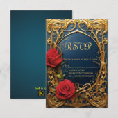 Schoonheid en het Beest Sweet 16 RSVP-kaart RSVP Kaartje (Voorkant / Achterkant)