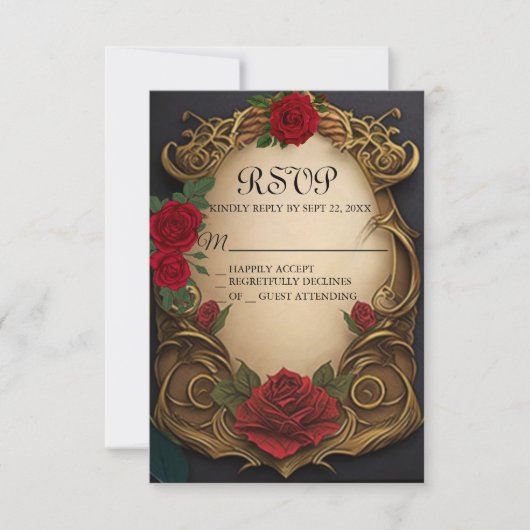 Schoonheid en het Beest Sweet 16 RSVP-kaart RSVP Kaartje (Voorkant)