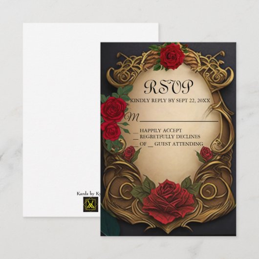 Schoonheid en het Beest Sweet 16 RSVP-kaart RSVP Kaartje (Voorkant / Achterkant)